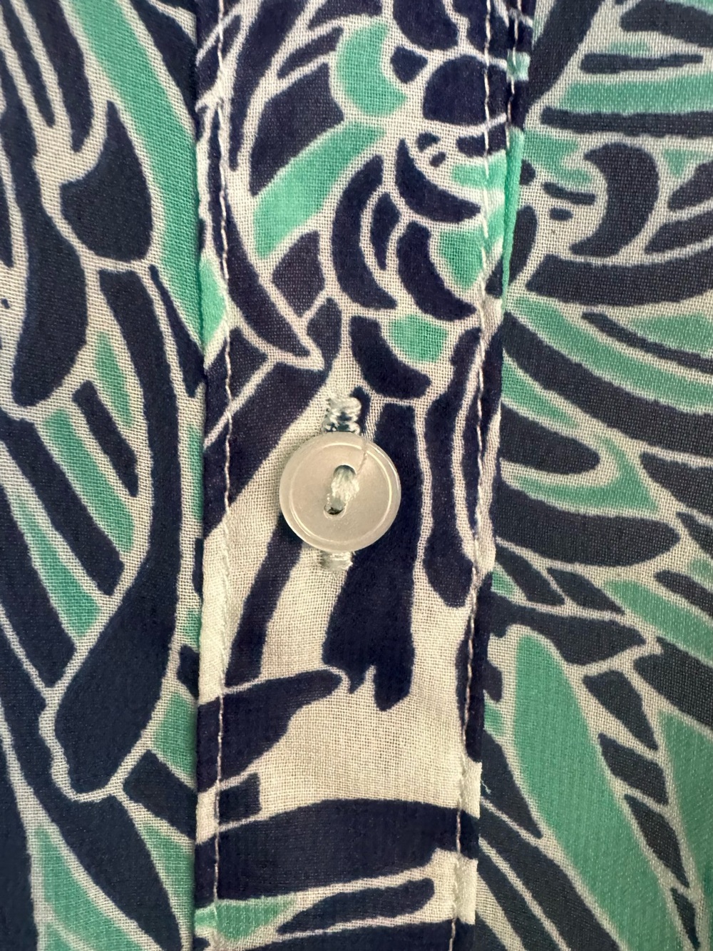 Liz Claiborne Mint & Navy Floral Sleeveless Button-Up Blouse XLARGE #P - Picture 5 of 7